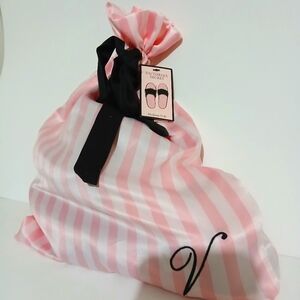 Victoria's Secret Pink Striped Satin Bag